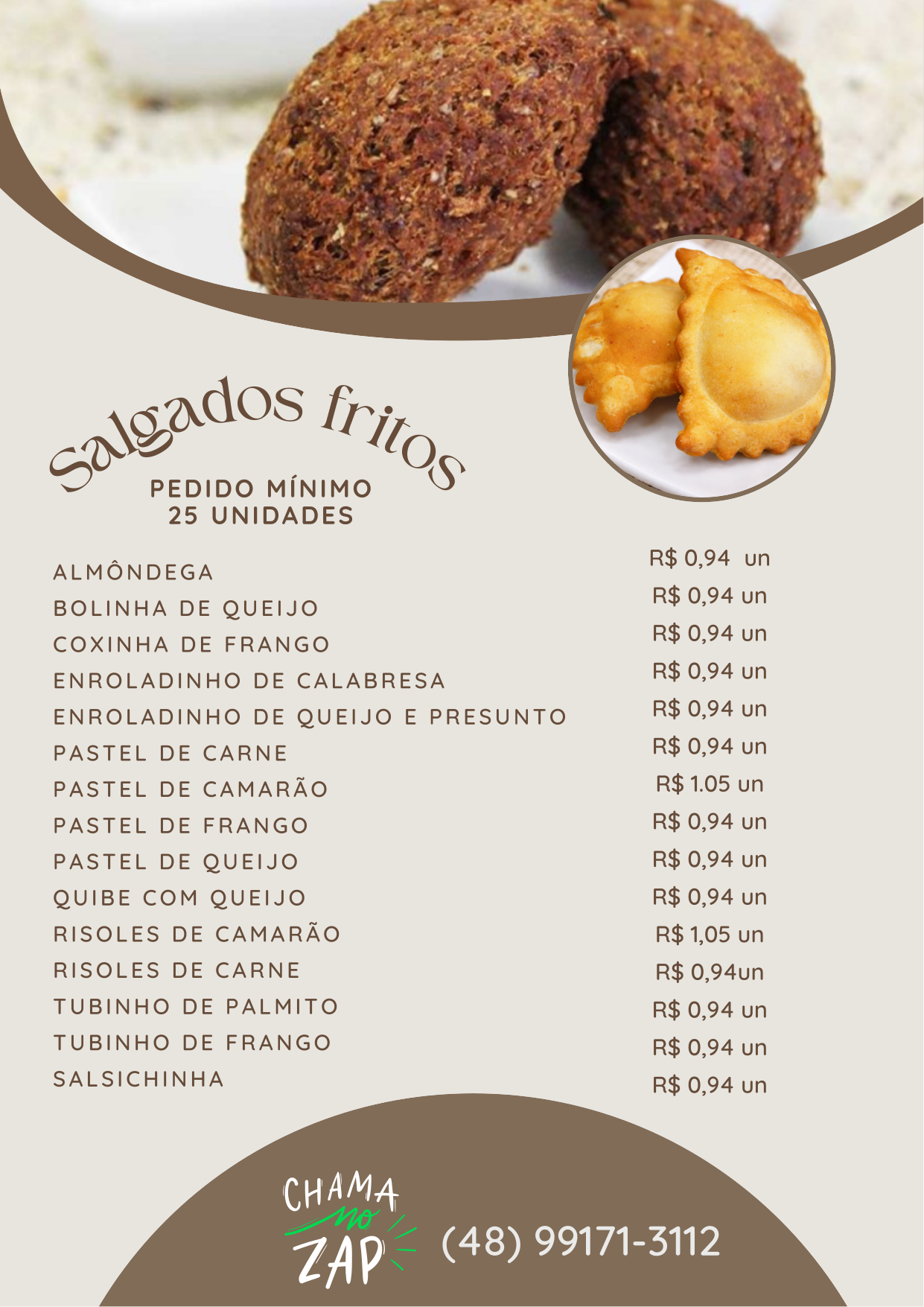 Página 2 do Cardápio 2026: Salgados fritos